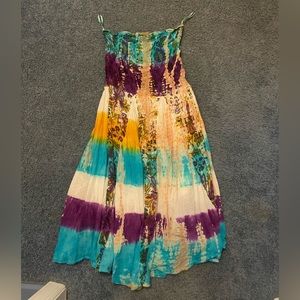 Long Colorful Strapless Dress
